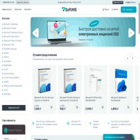 Скриншот главной страницы сайта softms.ru