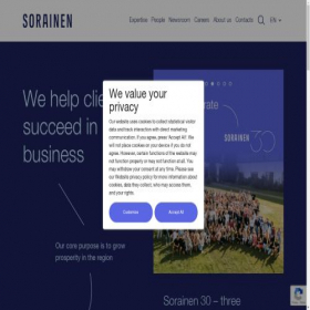 Скриншот главной страницы сайта sorainen.com