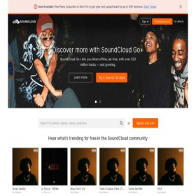Скриншот главной страницы сайта souncloud.com