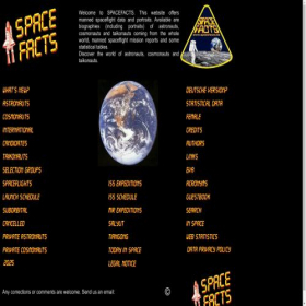Скриншот главной страницы сайта spacefacts.de