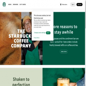 Скриншот главной страницы сайта starbucks.com