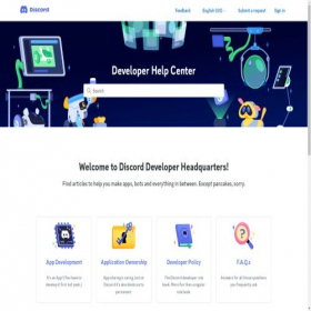 Скриншот главной страницы сайта support-dev.discord.com