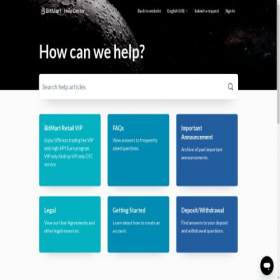 Скриншот главной страницы сайта support.bitmart.com