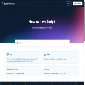 Скриншот главной страницы сайта support.blockchain.com