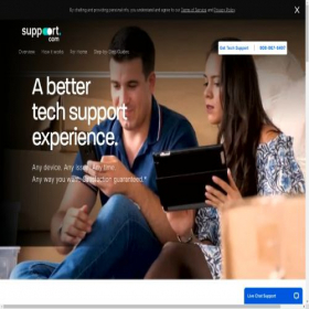 Скриншот главной страницы сайта support.com
