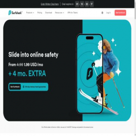Скриншот главной страницы сайта surfshark.com
