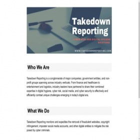 Скриншот главной страницы сайта takedownreporting.com