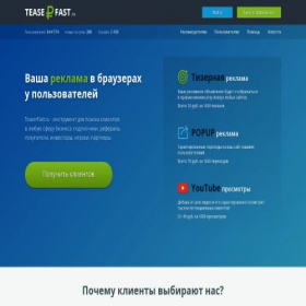 Скриншот главной страницы сайта teaserfast.ru