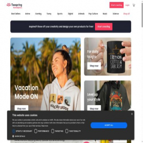 Скриншот главной страницы сайта teespring.com