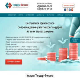 Скриншот главной страницы сайта tender-finans.ru