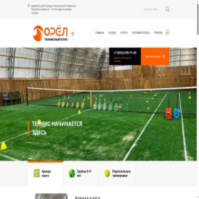 Скриншот главной страницы сайта tennis-orel.ru