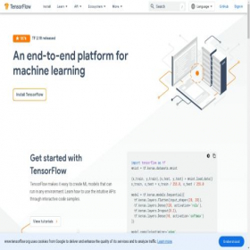 Скриншот главной страницы сайта tensorflow.org