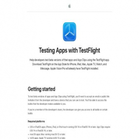 Скриншот главной страницы сайта testflight.apple.com