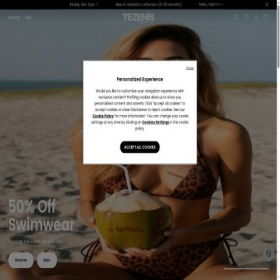 Скриншот главной страницы сайта tezenis.com