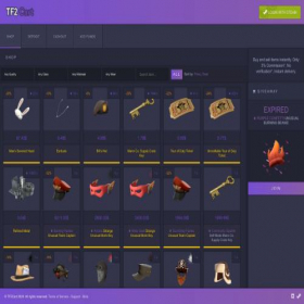 Скриншот главной страницы сайта tf2cart.com