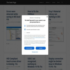 Скриншот главной страницы сайта thegeekpage.com