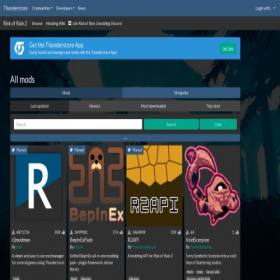 Скриншот главной страницы сайта thunderstore.io