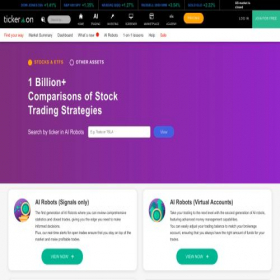 Скриншот главной страницы сайта tickeron.com