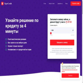 Скриншот главной страницы сайта tigercredit.ru