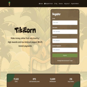 Скриншот главной страницы сайта tikiearn.com