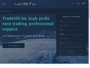 Скриншот главной страницы сайта trade100.fm