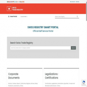 Скриншот главной страницы сайта traderegistry.ch