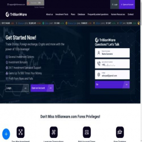 Скриншот главной страницы сайта trillionware.com