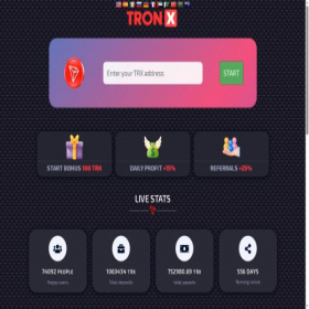 Скриншот главной страницы сайта tron-x.biz