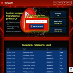 Скриншот главной страницы сайта tronboom.com