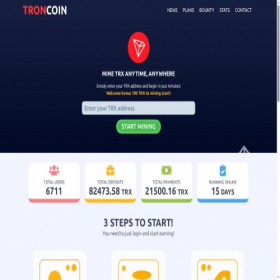 Скриншот главной страницы сайта troncoin.biz