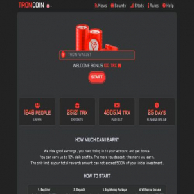 Скриншот главной страницы сайта troncoin.shop