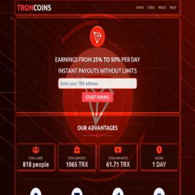 Скриншот главной страницы сайта troncoins.fun