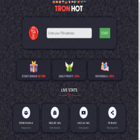 Скриншот главной страницы сайта tronhot.biz