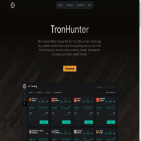 Скриншот главной страницы сайта tronhunter.app