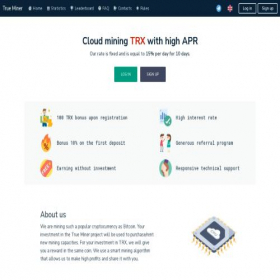 Скриншот главной страницы сайта trueminer.pro