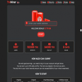 Скриншот главной страницы сайта trxminer.network