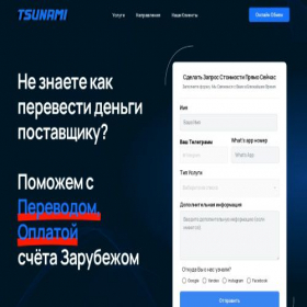 Скриншот главной страницы сайта tsunami-cash-otc.com