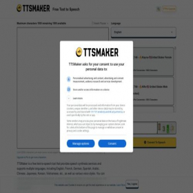 Скриншот главной страницы сайта ttsmaker.com