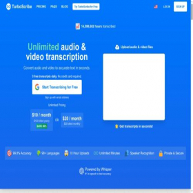 Скриншот главной страницы сайта turboscribe.ai