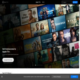 Скриншот главной страницы сайта tv.apple.com