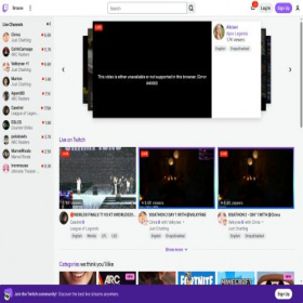 Скриншот главной страницы сайта twitch.tv