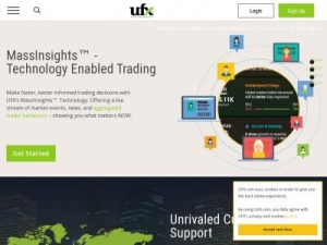 Скриншот главной страницы сайта ufx.com