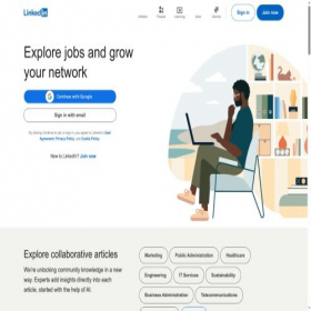 Скриншот главной страницы сайта uk.linkedin.com