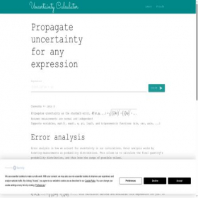Скриншот главной страницы сайта uncertaintycalculator.com