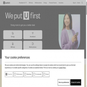 Скриншот главной страницы сайта uswitch.com
