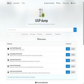 Скриншот главной страницы сайта uupdump.net