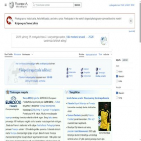 Скриншот главной страницы сайта uz.m.wikipedia.org