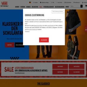 Скриншот главной страницы сайта vans.de
