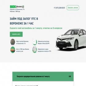Скриншот главной страницы сайта vekfinance.ru