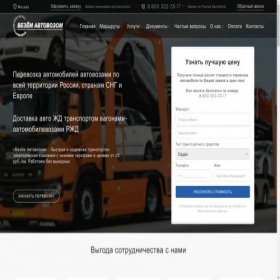 Скриншот главной страницы сайта vezemavtovozom.ru